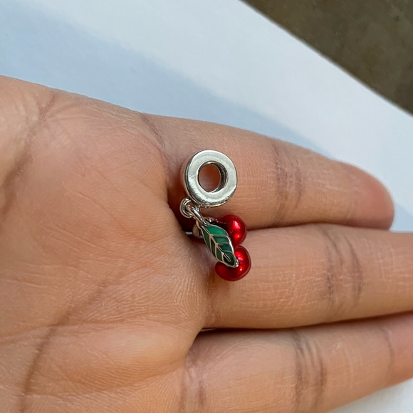 NWOT Asymmetrical Cherry Fruit Dangle Charm Jewelry Silver 925 - Picture 5 of 6